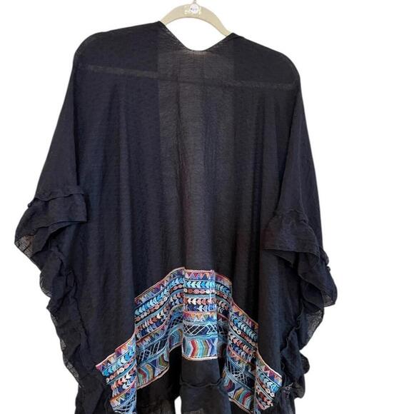 Black Multicolor Women's Poncho - Picture 2 of 3